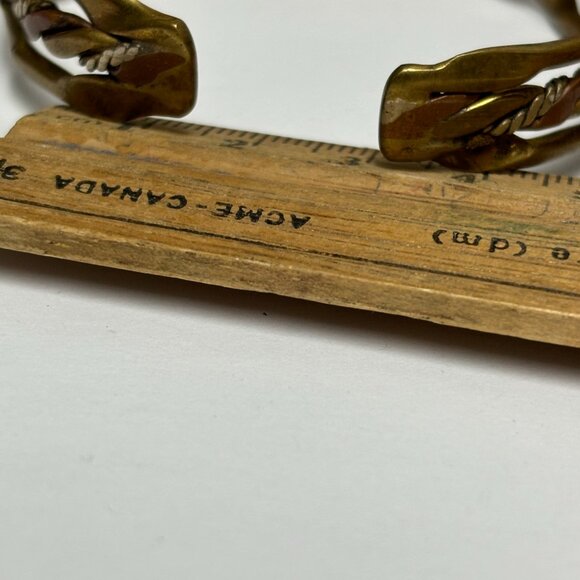 2 vintage mixed/married metals copper silver and brass cuff style bra… - Picture 10 of 13